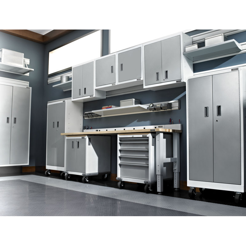Single Storage Cabinet, Gray Slate/White