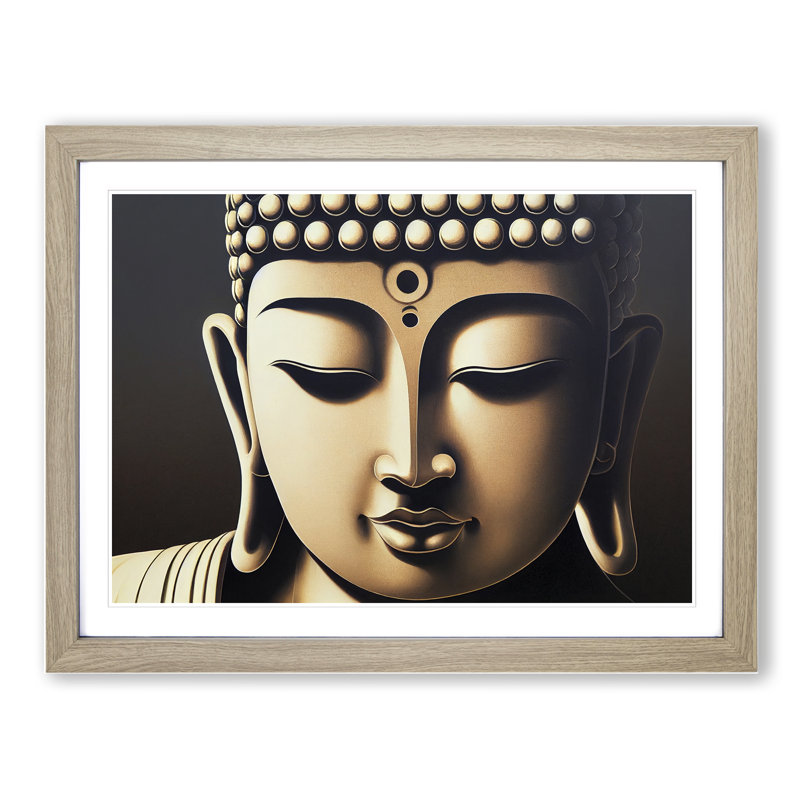 XH1022-6817X Peaceful Buddha - Picture Frame Print, Oak Framed, 25cm H x 34cm W x 2cm D