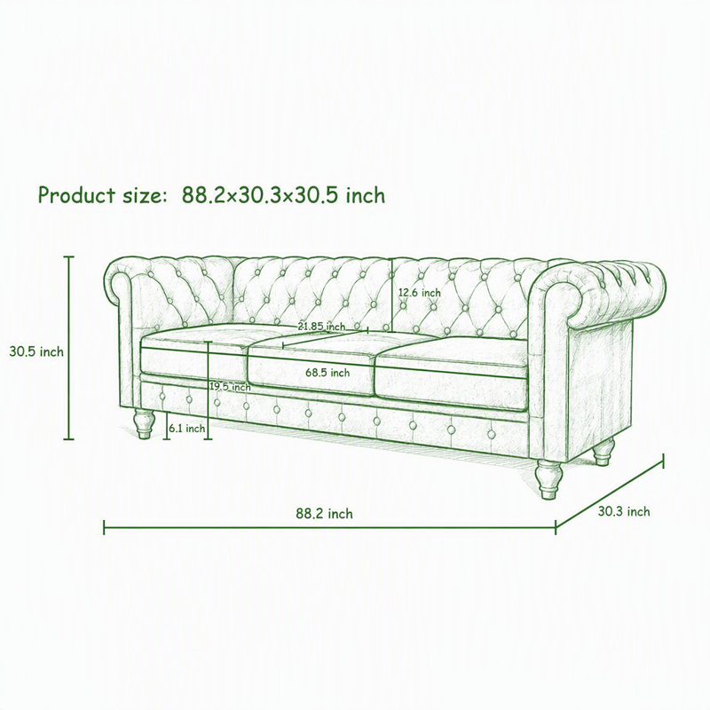 Canapé Chesterfield 3 places en similicuir, Similicuir brun