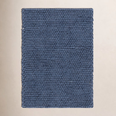 Elle Navy Blue Hand-Woven Wool Rug