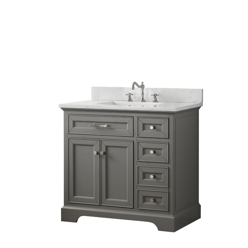 Ensemble de meuble-lavabo simple 36 po Currahee, Gris / Nickel brossé