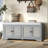 Rustic Storage Bench Multifunctional Wood Entryway Shoe Bench With Removable Cushion, Woven Rattan Doors & Adjustable Shelves For Hallway, Living Room (Gray Wash+Beige )-1175618482