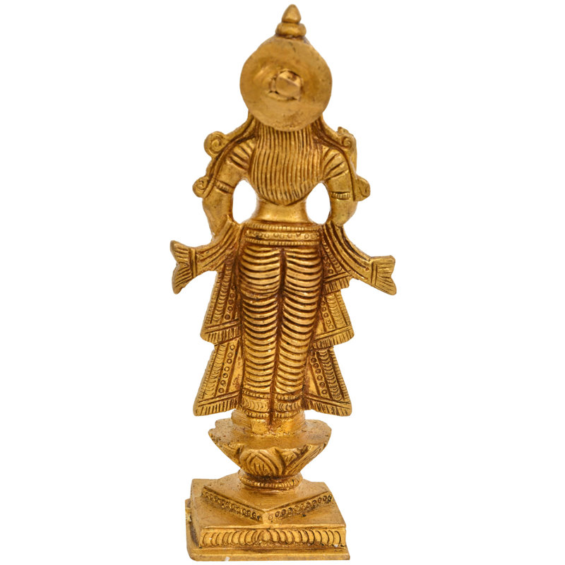 Petite statue en laiton de 5 po Radha Ji - déesse indoue fabriquée à la main de l'amour et de la dévotion pour la décoration du temple