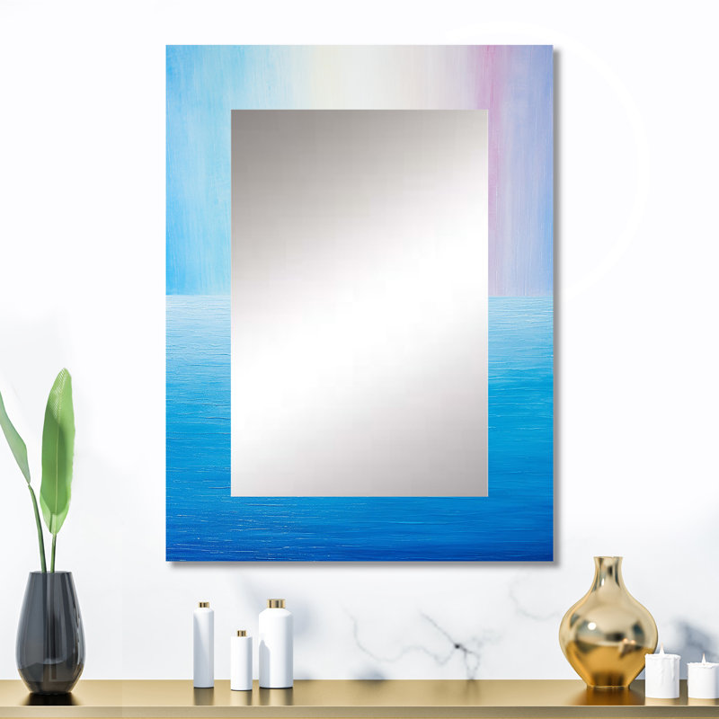 Blue Spectral Solitude - Abstract Shapes Unique Wall Mirror, Blue Mirror, Printed Metal Art, 32" x 24"