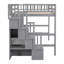 Lit mezzanine double avec bureau, tablettes de rangement et escalier, gris-435058401