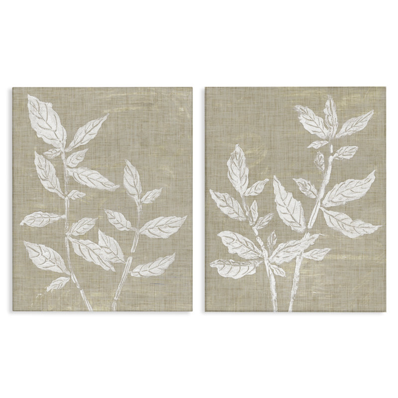 Ensemble de 2 toiles à motif botanique sur tissu, design par Melissa Wang, H 20 po x l 16 po