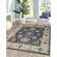 Blue Hand-Knotted Wool Floral Medallion Border Classic Traditional Modern Contemporary Carpet Rug-922008106