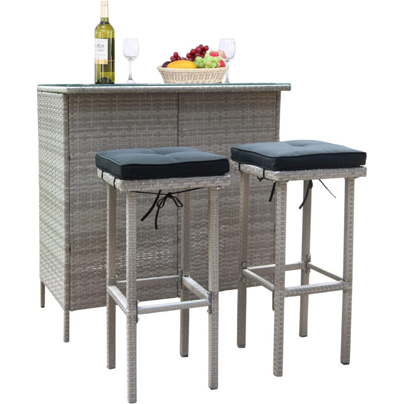 Ensemble de bar Hanneliese, Gris, Noir, Gris