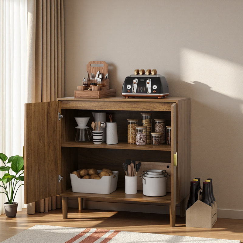 Buffet en bois avec rainure de conception, buffet avec rangement et armoire d'appoint multifonctionnelle