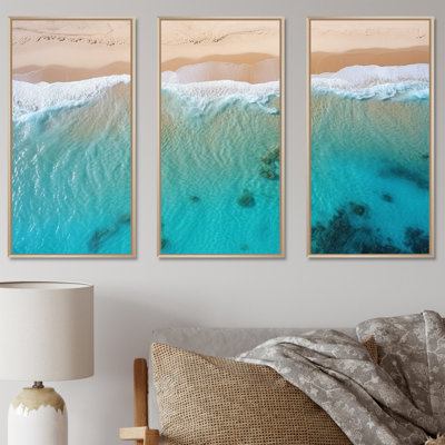 Vue aérienne de la plage bleue «I» - Art mural plage