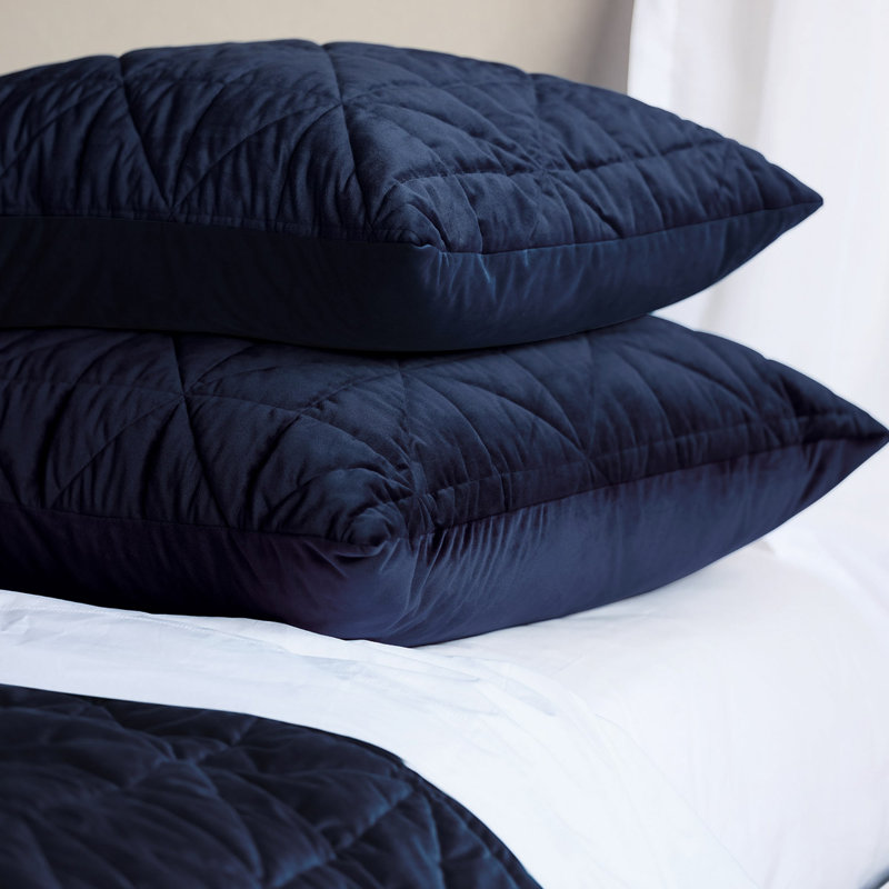 Nova Quilted Velvet Sham, Euro , Indigo