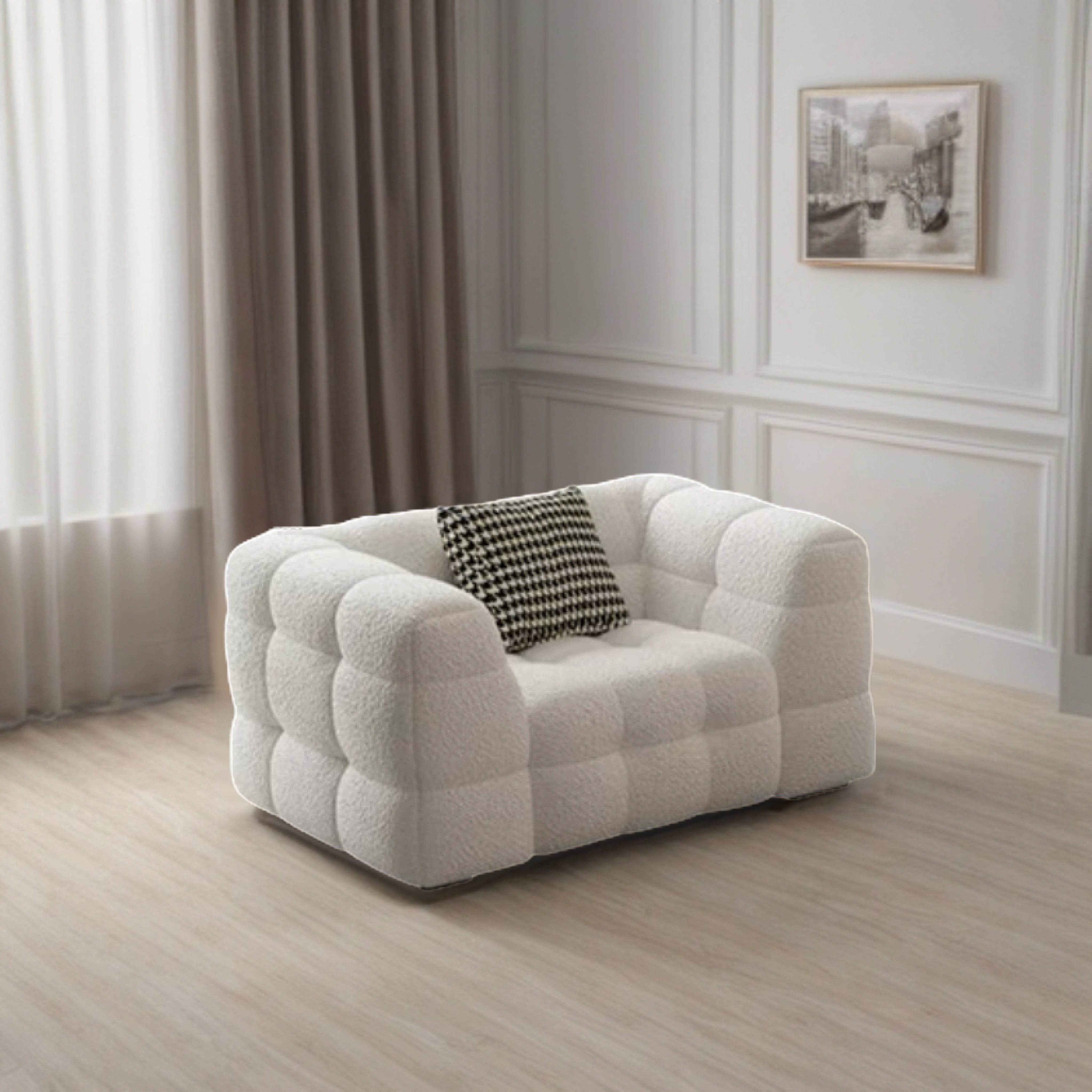 Cream Fabric Sofa - Cotton Candy Style Living Room