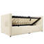 Cadre de lit simple avec et type de charge en C, lit de jour rembourré en velours beige, rangement hydraulique, lattes en bois et dossier pour une chambre à coucher fonctionnelle et confortable-56652473