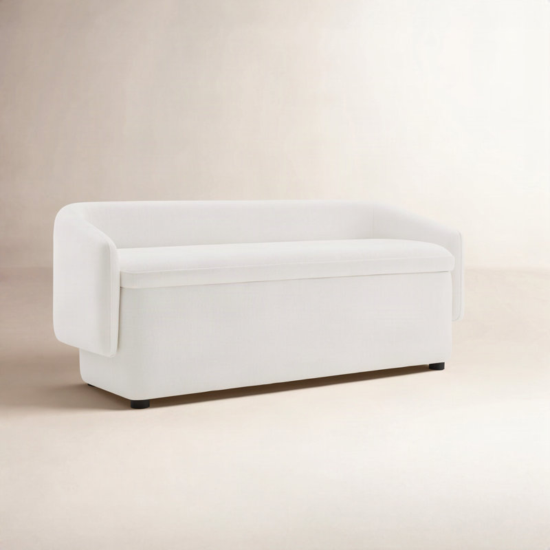 Bredon Polyester Blend Upholstered Storage Bench, Capri Ivory Chenille