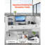 Reception Desk, 50 inch Rectangular Front Counter Table, Modern Office Reception Desk with Light Strip, 3 Drawers & Storage Cabinets, Retail Counter Table for Checkout, Lobby, Salon, Office