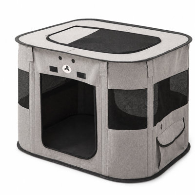 Foldable Cat Maternity Playpen with Mesh Windows, Top Access and Zippered Door