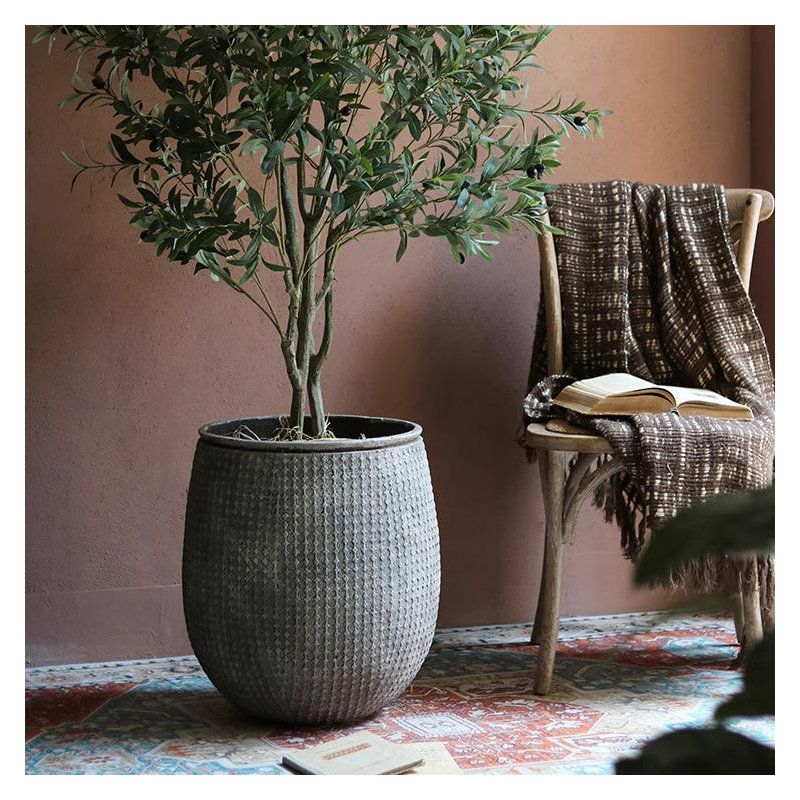 StoneNest Textured Planter, 11.8" H x 9.8" W x 9.8" D, Red