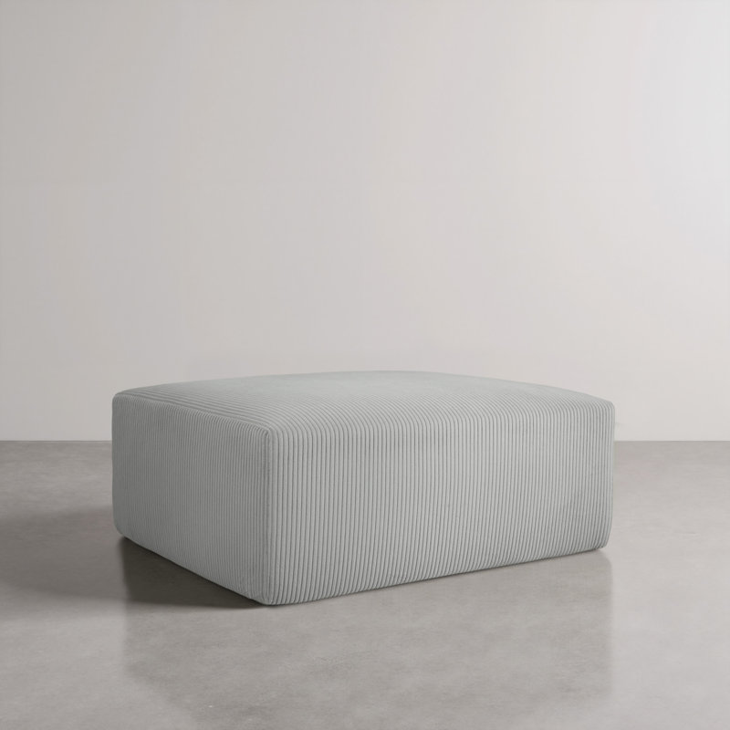 40.12cm Wide Rectangle Solid Colour Ottoman, Light Grey