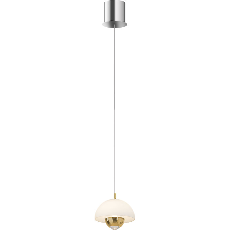 Luminaire suspendu 1 lumière DEL Nayard, Blanc givré, Laiton poli