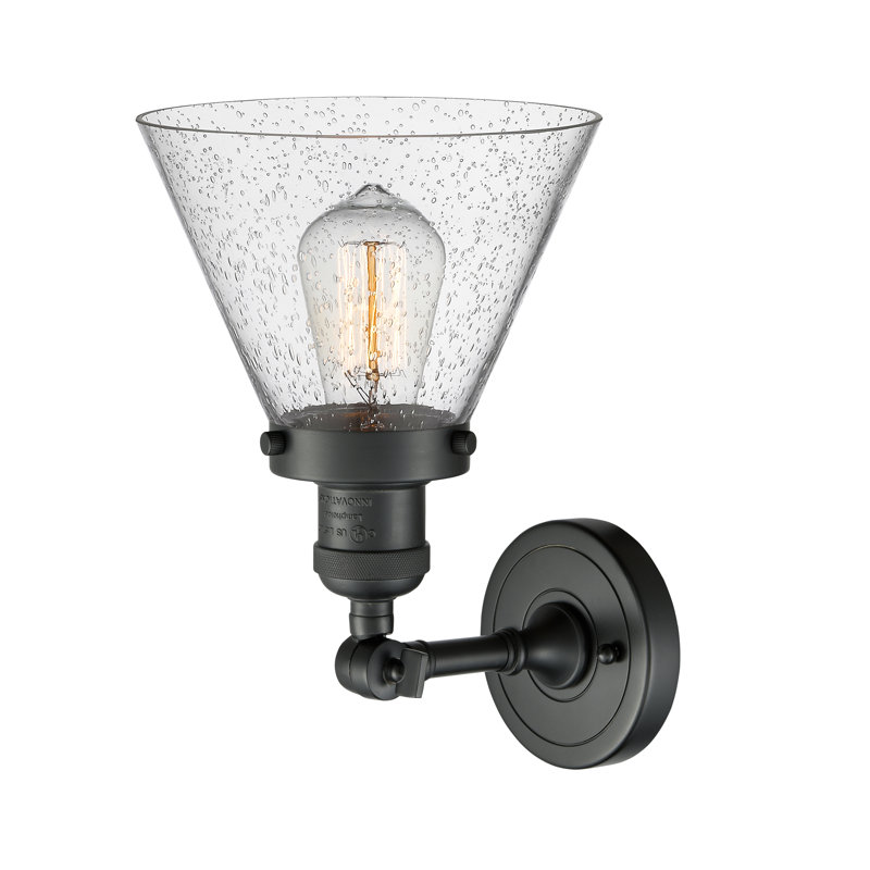 Hardie Glass Semi Flush Mount, Seedy, Matte Black, 13.5" H x 7.75" W x 7.75" D
