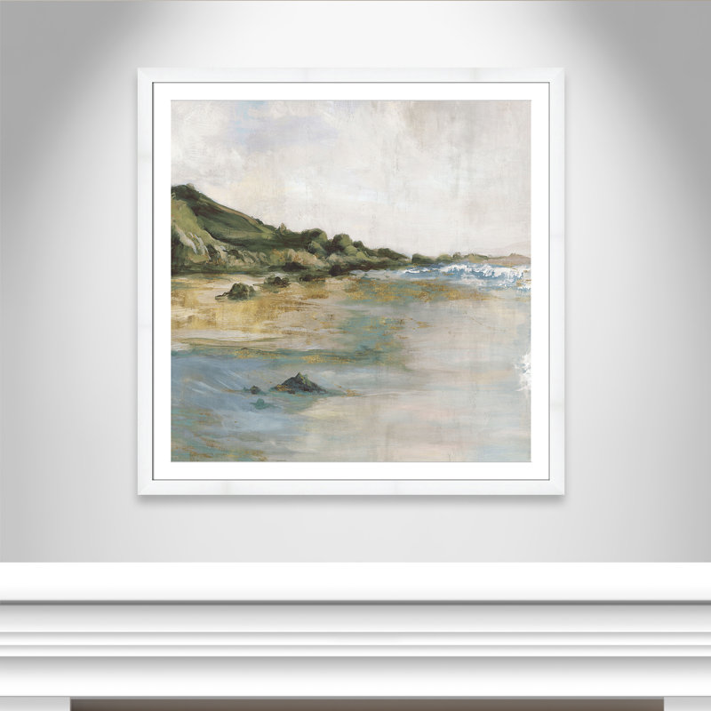 Tide’s Edge Print by Casa Fine Arts, 42.5" H x 42.5" W x 1.25" D, White Framed Print with Mat