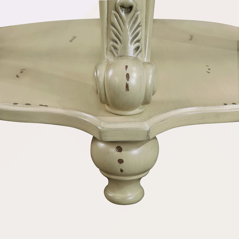 Table de bout ronde 22 po, table d'appoint en bois massif avec tablette, table de coin de salon facile à assembler, Beige