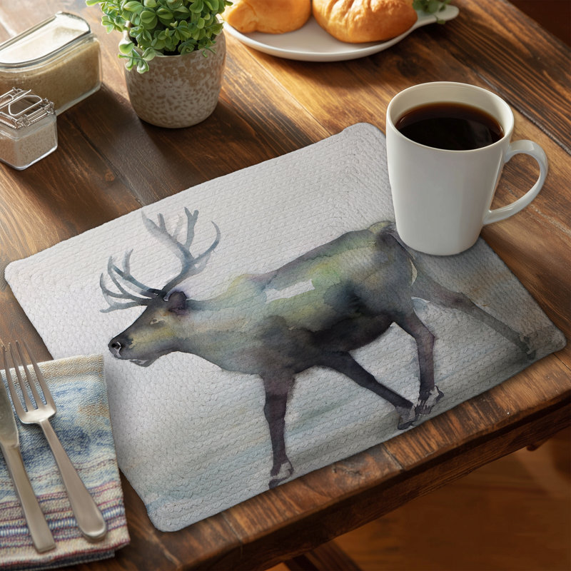 Caribou Blue Animals Braided Polyester Placemat | Home Decor