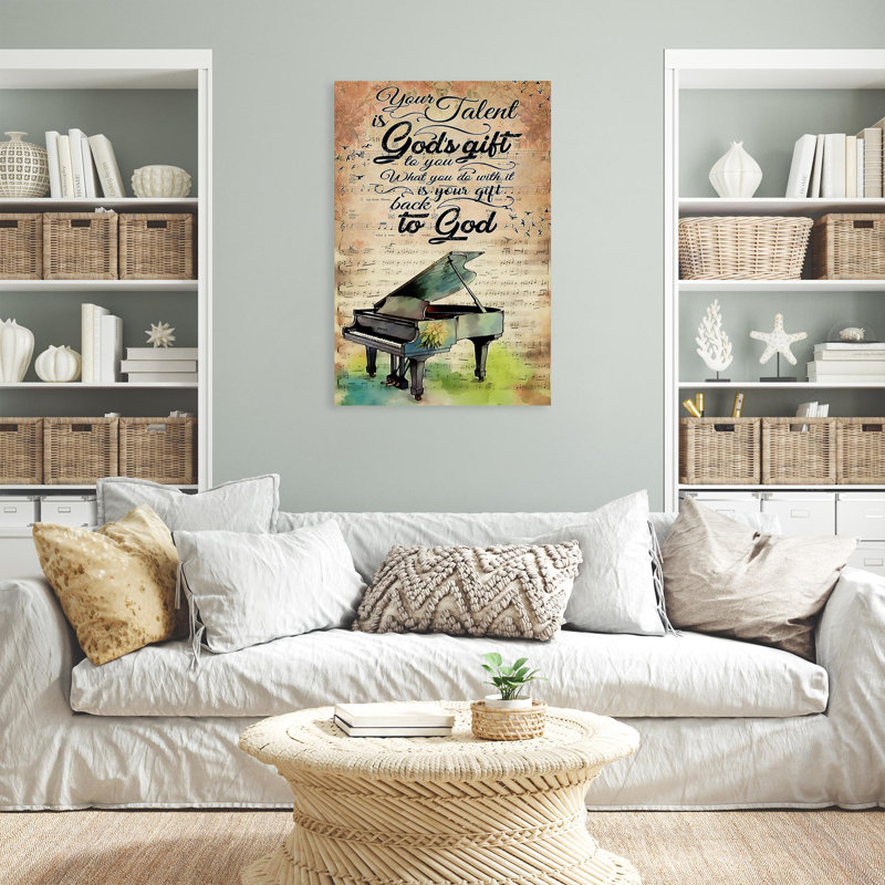 «Piano Your Talent Is Gods Gift», reproduction d'art graphique sur toile tendue, H 14 po x l 11 po x P 1,25 po