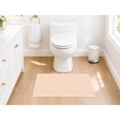 Gridblocked Absorbent Non-Skid Rectangular Toilet Mat