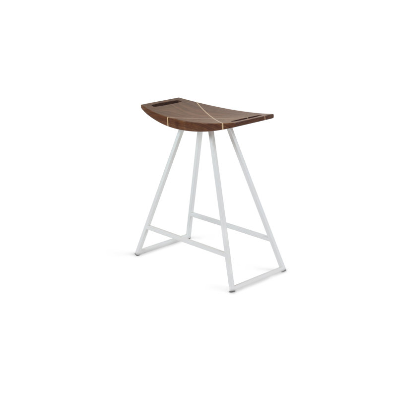 Tabouret décoratif en acier s Robert, Noir, Noyer