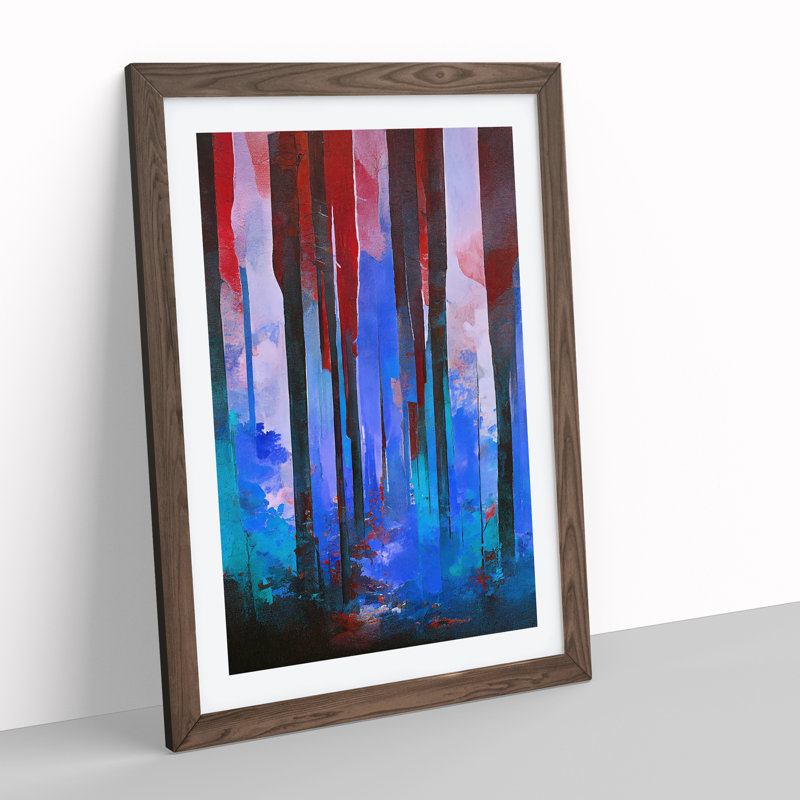 Forest Composition No.3 Abstract - Single Picture Frame Painting, 64cm H x 46cm W x 2cm D, Walnut