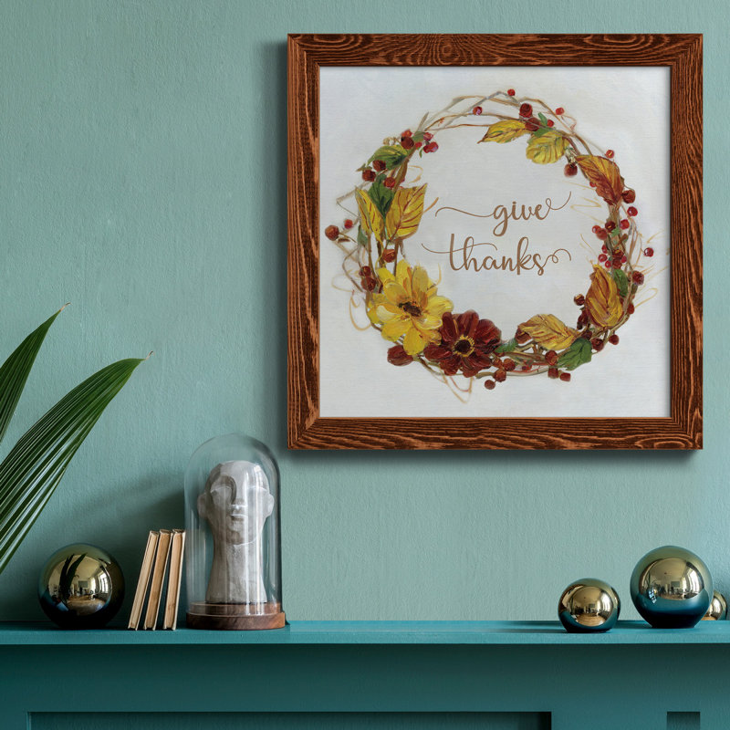 «Pumpkin in Fall Wreath», art textuel sur toile, H 31,5 po x l 31,5 po x P 1,5 po, Érable