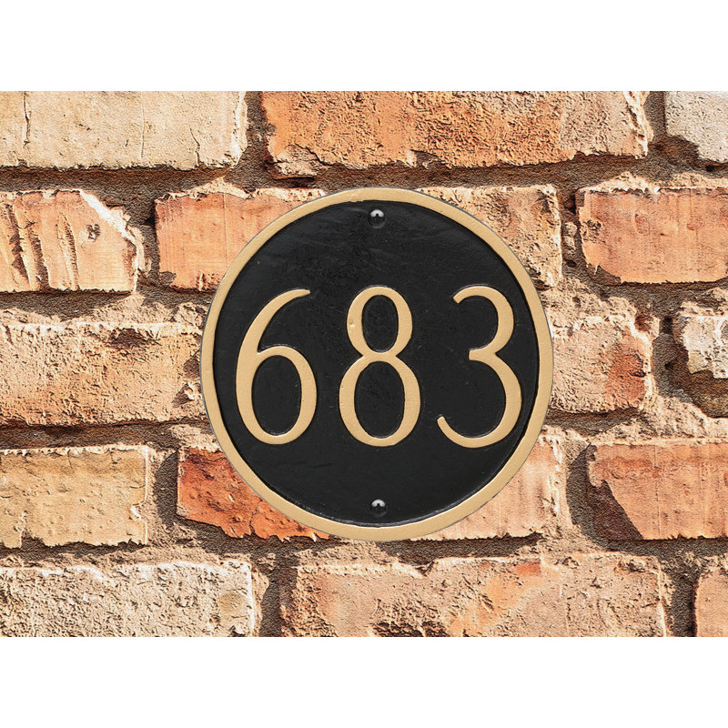 Plaque d'adresse murale 1 ligne Petite, Bleu marine / doré