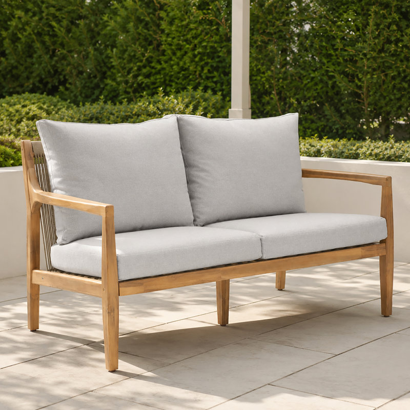MIMO Outdoor Solid Wood Sofa with Cushions, 2-Seater