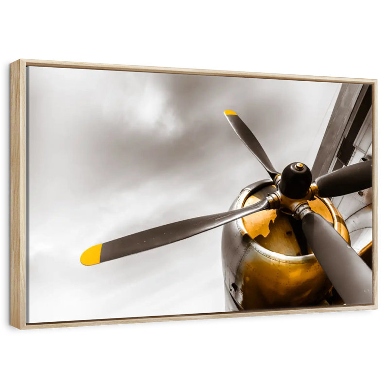 Old Propeller, 13" X 9", Floating Frame Natural Wood