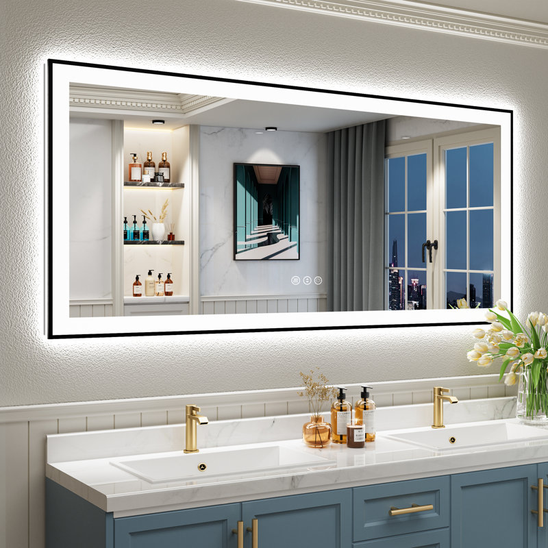 Miroir de salle de bain Tyeishia Matte, 72'' x 32''