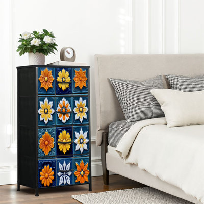 4 Drawer Dresser for Bedroom, Narrow Chest of Drawers, Wooden Top and Study Iron Frame 18"x37.5"-(WxH)
