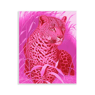 Cheetah Among Pink Leaves Wall Plaque Art by Daphne Polselli