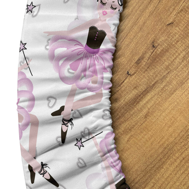 Winston Porter Ballet Fitted Round Tablecloth PPeach Pink White 81136, 51.97" Round