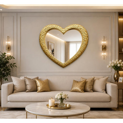 Glass Heart Wall Mirror