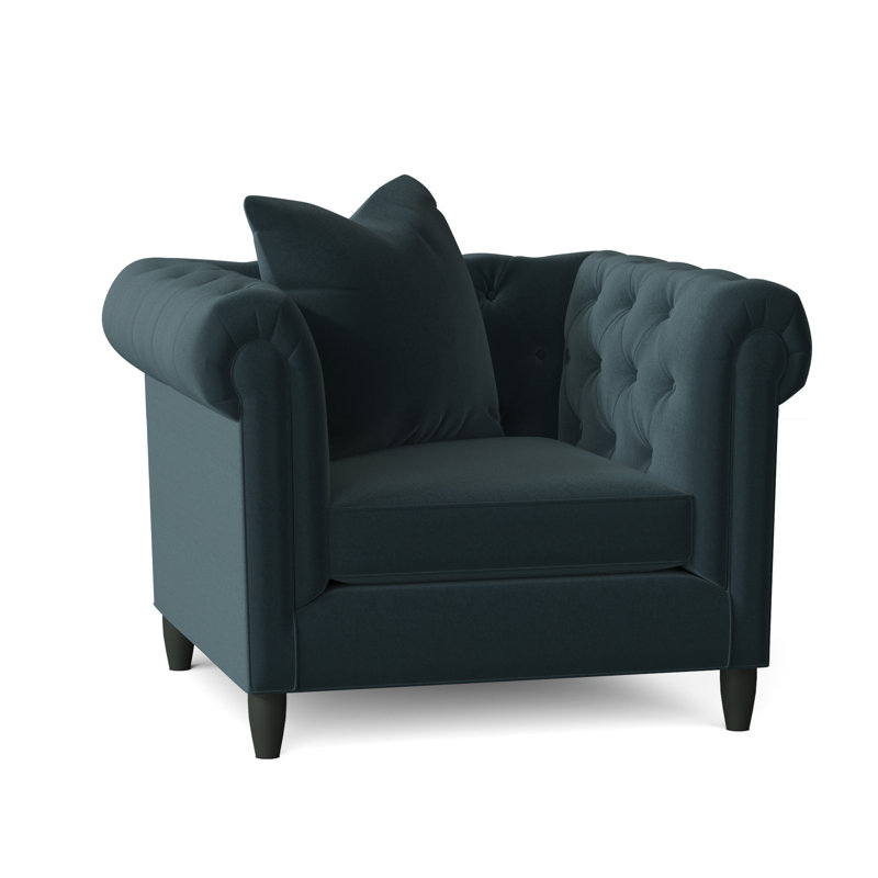 Fauteuil Chesterfield l 43 po Caspar, Microfibre Gipsy Teal Performance