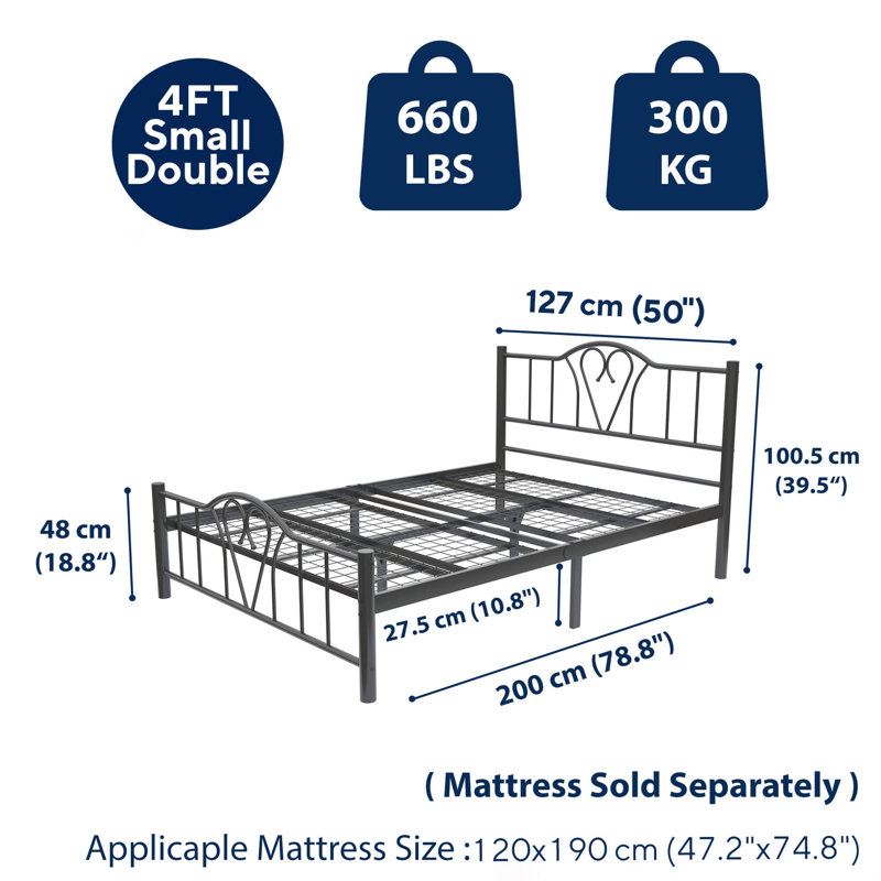 Aliyahna Bed Frame, Small Double (4'), Black