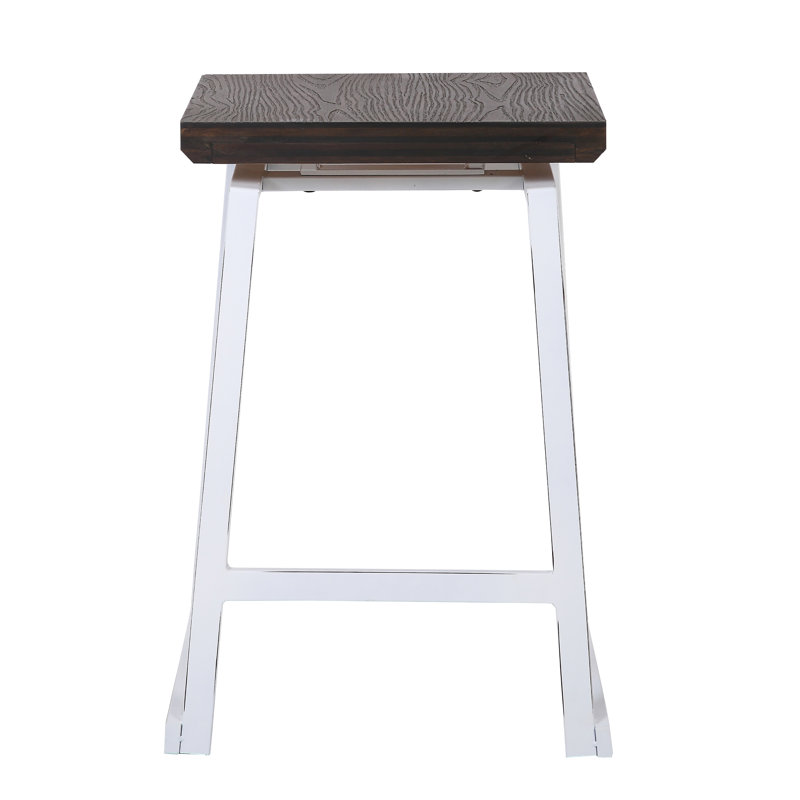 Avenell Counter Stool with Metal Frame, Vintage White/Espresso