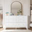 Commode 6 tiroirs double blanche pour chambre à coucher, commode moderne avec poignée en métal et tiroirs profonds