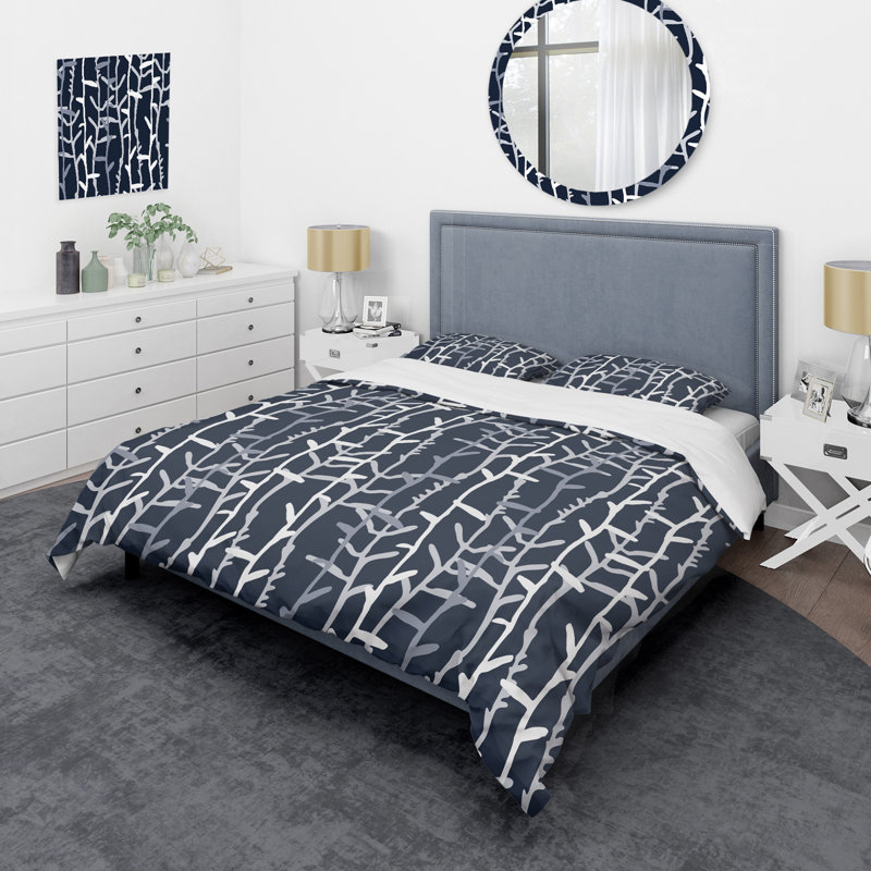 Ensemble de housse de couette en microfibre noir / blanc 2 pièces, Housse de couette pour grand lit et 2 taies décor