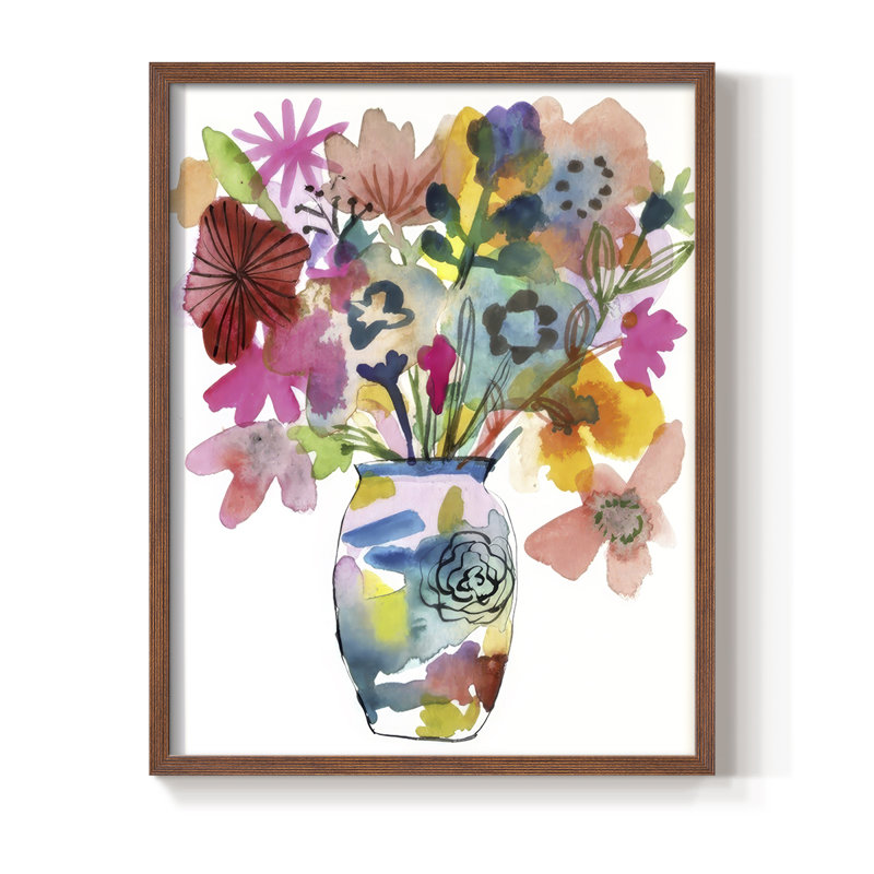 Linear Bouquet I, reproduction encadrée - bois massif, H 11 po x l 9 po, Noyer