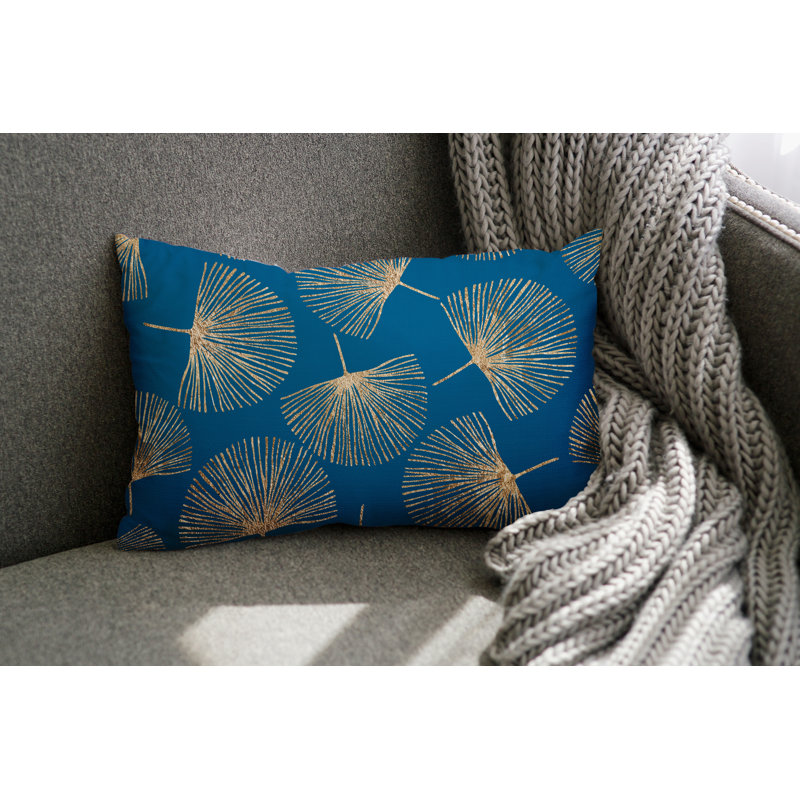 Coussin lombaire intérieur / extérieur Joba Dandilion, Turquoise / or