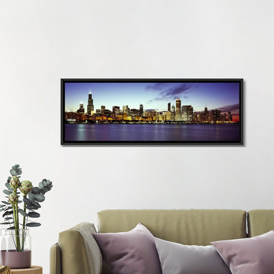 «Buildings at the Waterfront, Lake Michigan, Chicago, Cook County, Illinois», reproduction de photo sur toile