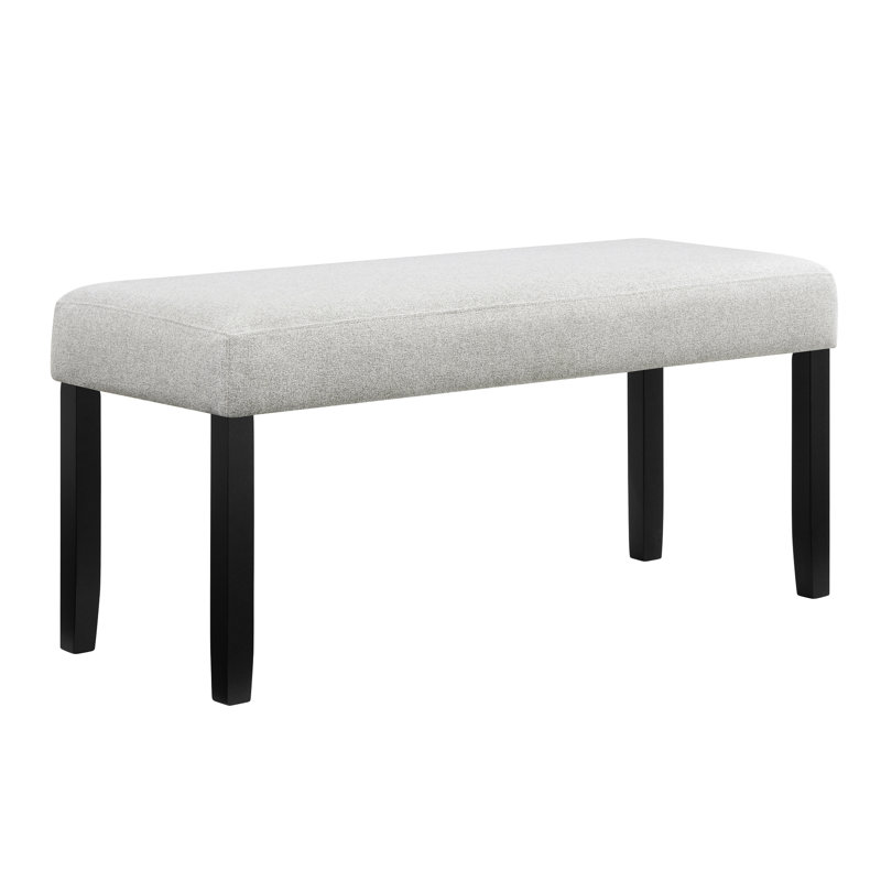 Banc de salle à manger Riac, siège en tissu gris tourterelle de 41 pouces, pieds en bois noir