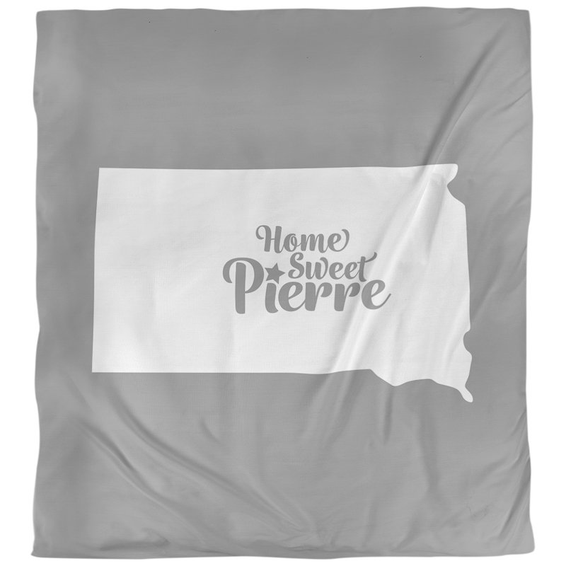 Housse de couette réversible simple Pierre South Dakota, Housse de couette pour très grand lit, Gris, Microfibre